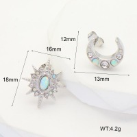 6E4004373vhmi-G034  SS 316  Czech Stones & Synthetic Opal ,Handmade Polished  Stainless Steel Earrings