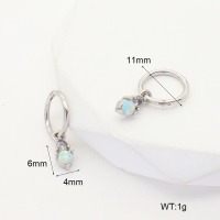 6E4004375bhkk-G034  316 SS Czech Stones & Synthetic Opal ,Handmade Polished  Stainless Steel Earrings