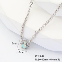 6N4004297bhhk-G034  316 SS Czech Stones & Synthetic Opal ,Handmade Polished  Stainless Steel Necklace