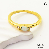 6R4000988ahlv-106D  6-8#  SS 316  Czech Stones & Synthetic Opal ,Handmade Polished  Stainless Steel Ring