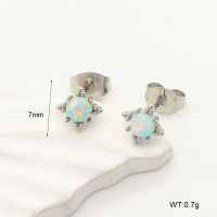 6E4004217bbpo-G034  316 SS Synthetic Opal ,Handmade Polished  Stainless Steel Earrings