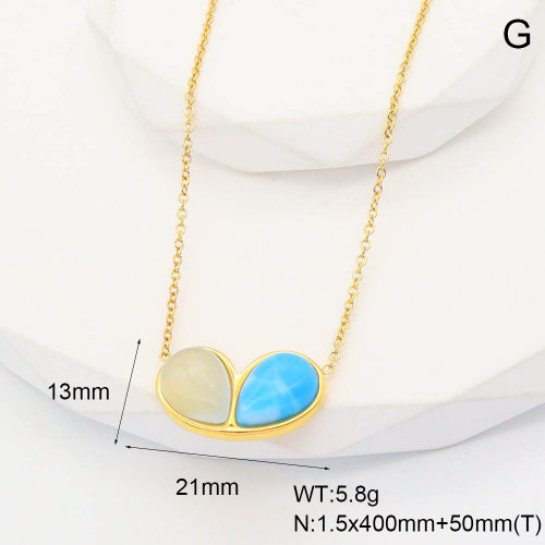 GEN001466bhia-066  Agate & Sponge Stone,Handmade Polished  Stainless Steel Necklace