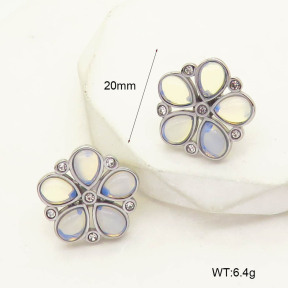 GEE002002vhhl-066  Czech Stones & Opalite,Handmade Polished  Stainless Steel Earrings