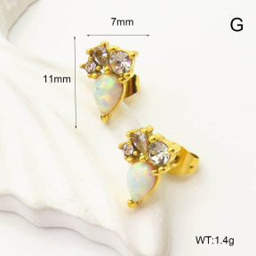 6E4004340vhmv-106D  316 SS Czech Stones & Synthetic Opal & Zircon,Handmade Polished  Stainless Steel Earrings