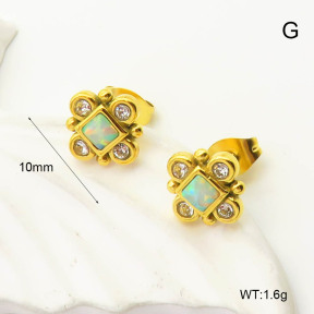 6E4004342ahlv-106D  316 SS Czech Stones & Synthetic Opal ,Handmade Polished  Stainless Steel Earrings