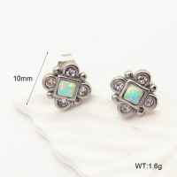 6E4004343ahjb-106D  316 SS Czech Stones & Synthetic Opal ,Handmade Polished  Stainless Steel Earrings