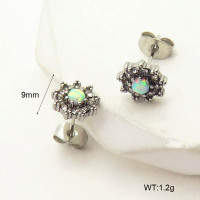 6E4004345ahjb-106D  SS 316  Czech Stones & Synthetic Opal ,Handmade Polished  Stainless Steel Earrings