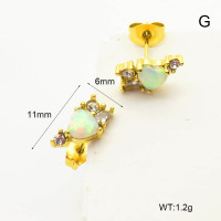 6E4004346vhmv-106D  SS 316  Czech Stones & Synthetic Opal & Zircon,Handmade Polished  Stainless Steel Earrings