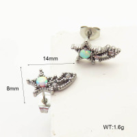 6E4004349ahjb-106D  SS 316  Czech Stones & Synthetic Opal ,Handmade Polished  Stainless Steel Earrings