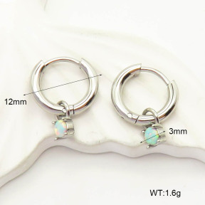 6E4004261bhii-G034  316 SS Synthetic Opal ,Handmade Polished  Stainless Steel Earrings