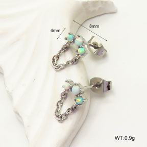 6E4004279vhkm-G034  316 SS Synthetic Opal ,Handmade Polished  Stainless Steel Earrings