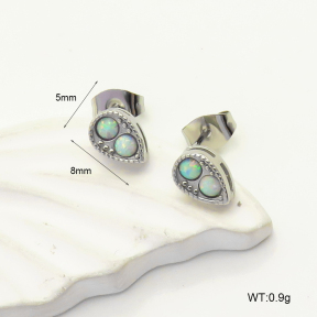 6E4004281bhji-G034  316 SS Synthetic Opal ,Handmade Polished  Stainless Steel Earrings