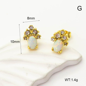 6E4004350vhmv-106D  316 SS Czech Stones & Synthetic Opal ,Handmade Polished  Stainless Steel Earrings