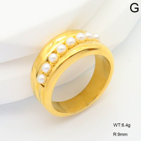 GER001062bhia-066  6-8#  Plastic Imitation Pearls,Handmade Polished  Stainless Steel Ring