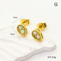 6E4004280vhkn-G034  SS 316  Synthetic Opal ,Handmade Polished  Stainless Steel Earrings