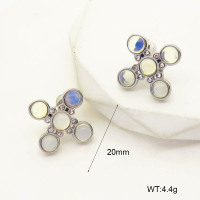 GEE002006vhhl-066  Czech Stones & Opalite,Handmade Polished  Stainless Steel Earrings