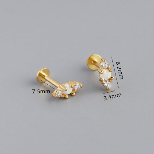 JE7098vhnl-Y10  925 Silver Earrings  8.2*3.4mm