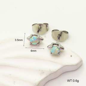 6E4004285bhva-G034  316 SS Synthetic Opal ,Handmade Polished  Stainless Steel Earrings