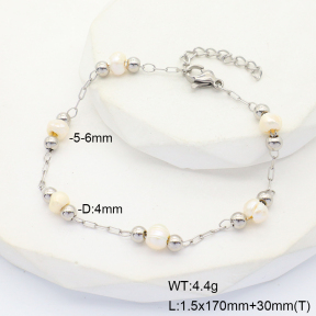 6B3002084abol-908  Cultured Freshwater Pearls  Stainless Steel Bracelet