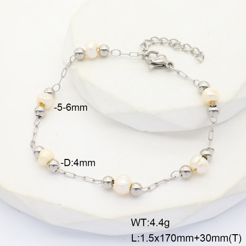 6B3002084abol-908  Cultured Freshwater Pearls  Stainless Steel Bracelet