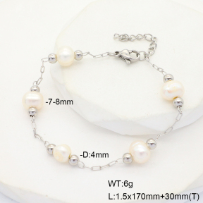 6B3002088bvpl-908  Cultured Freshwater Pearls  Stainless Steel Bracelet