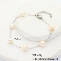 6B3002090bhva-908  Cultured Freshwater Pearls  Stainless Steel Bracelet