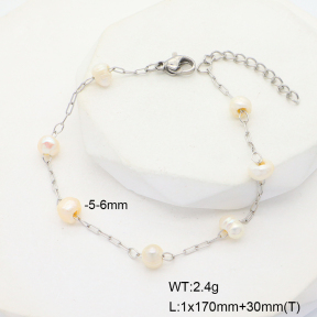 6B3002092abol-908  Cultured Freshwater Pearls  Stainless Steel Bracelet