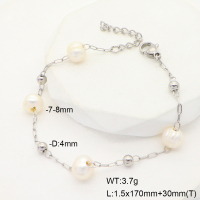 6B3002094abol-908  Cultured Freshwater Pearls  Stainless Steel Bracelet