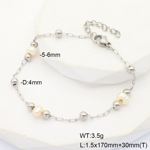 6B3002098bbml-908  Cultured Freshwater Pearls  Stainless Steel Bracelet