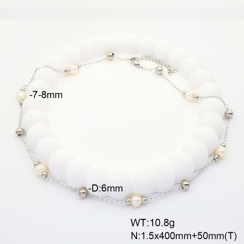 6N3001628vhml-908  Cultured Freshwater Pearls  Stainless Steel Necklace