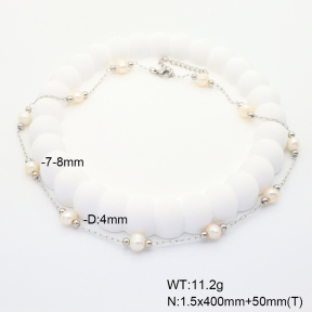 6N3001633vihb-908  Cultured Freshwater Pearls  Stainless Steel Necklace