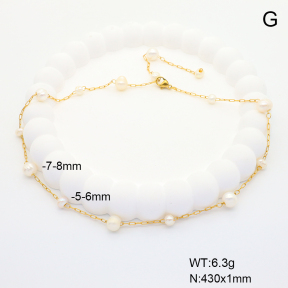 6N3001640vihb-908  Cultured Freshwater Pearls  Stainless Steel Necklace