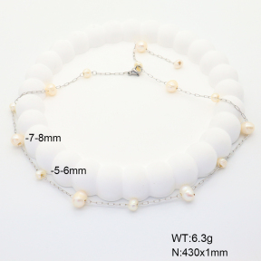 6N3001641aivb-908  Cultured Freshwater Pearls  Stainless Steel Necklace