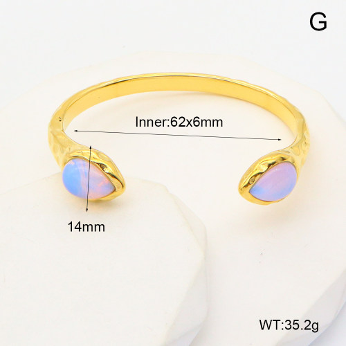 GEB000595vhmv-066  Opalite,Handmade Polished  Stainless Steel Bangle