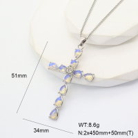 GEN001552bhia-066  Czech Stones & Opalite,Handmade Polished  Stainless Steel Necklace