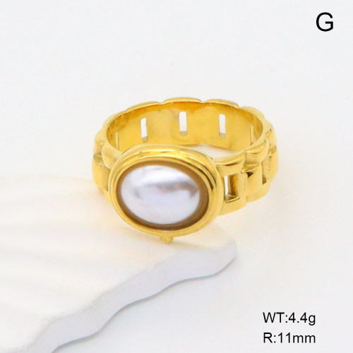 GER001162bhva-066  6-8#  Plastic Imitation Pearls,Handmade Polished  Stainless Steel Ring