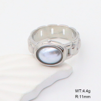 GER001163vbpb-066  6-8#  Plastic Imitation Pearls,Handmade Polished  Stainless Steel Ring