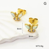 6E4004262vhno-G034  316 SS Czech Stones & Synthetic Opal ,Handmade Polished  Stainless Steel Earrings