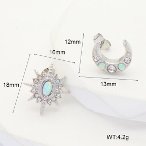 6E4004373vhmi-G034  316 SS Czech Stones & Synthetic Opal ,Handmade Polished  Stainless Steel Earrings