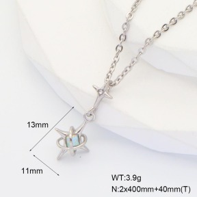 6N4004295bhhk-G034  316 SS Czech Stones & Synthetic Opal ,Handmade Polished  Stainless Steel Necklace