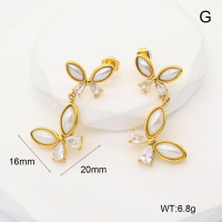 GEE002077vhmv-066  Zircon & Plastic Imitation Pearls,Handmade Polished  Stainless Steel Earrings