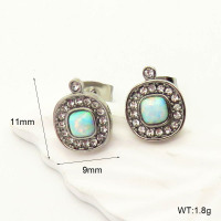 6E4004301vhmv-700  SS 316  Czech Stones & Synthetic Opal ,Handmade Polished  Stainless Steel Earrings