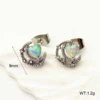 6E4004303ahjb-700  SS 316  Czech Stones & Synthetic Opal ,Handmade Polished  Stainless Steel Earrings