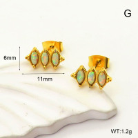 6E4004308ahpv-700  SS 316  Synthetic Opal ,Handmade Polished  Stainless Steel Earrings