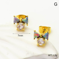 6E4004318vhov-700  316 SS Synthetic Opal & Zircon,Handmade Polished  Stainless Steel Earrings