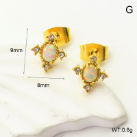 6E4004330vhmv-700  316 SS Czech Stones & Synthetic Opal ,Handmade Polished  Stainless Steel Earrings