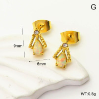 6E4004332ahlv-700  SS 316  Czech Stones & Synthetic Opal ,Handmade Polished  Stainless Steel Earrings