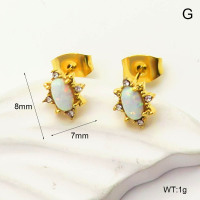 6E4004336vhmv-700  316 SS Czech Stones & Synthetic Opal ,Handmade Polished  Stainless Steel Earrings