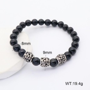 GEB000611vbpb-106D  316 SS Black Agate  Stainless Steel Bracelet