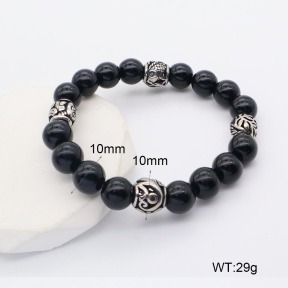 GEB000614bhia-106D  316 SS Black Agate  Stainless Steel Bracelet